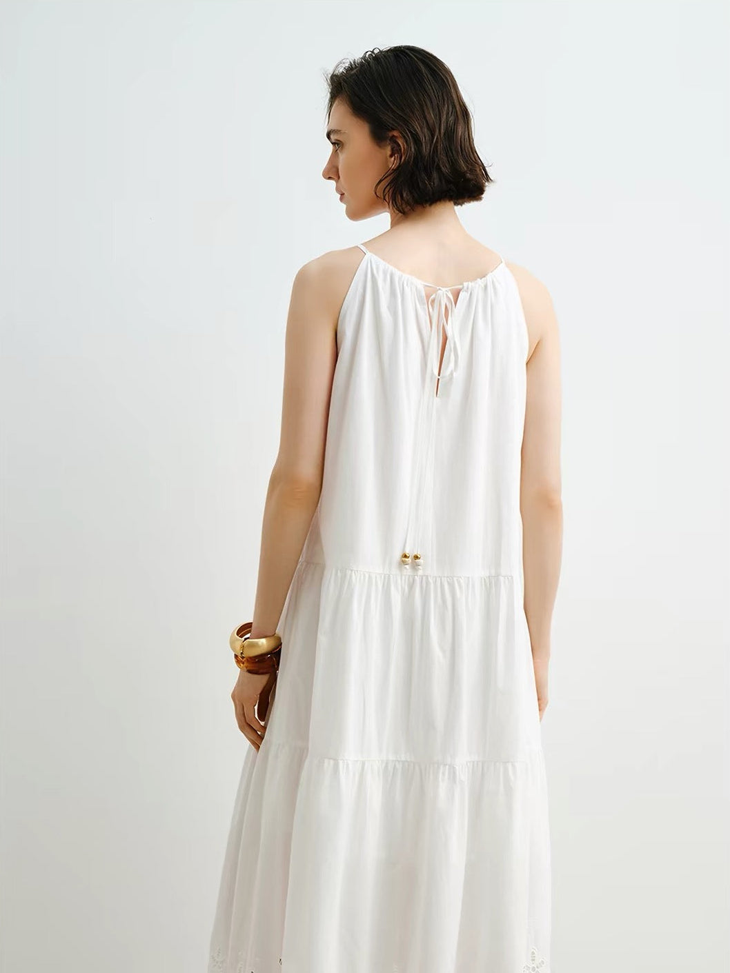 Lucia Broderie-Hem Cotton Maxi Dress