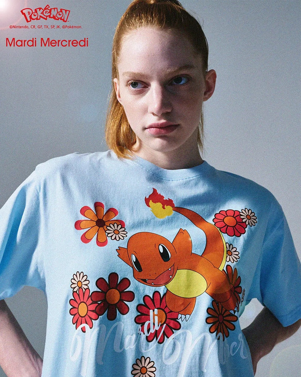 Mardi Mercredi x Pokémon T-shirt Blossom Hitokage Sky