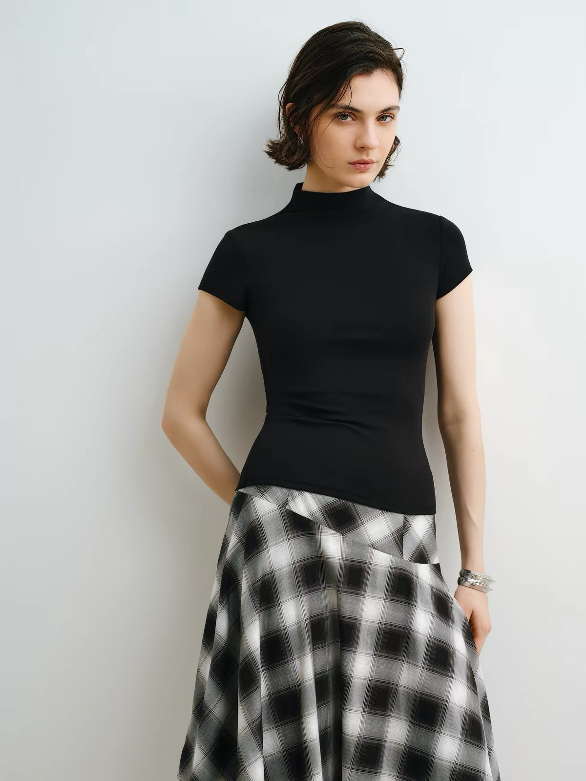 Tessa Modal Mock-Neck Top Black