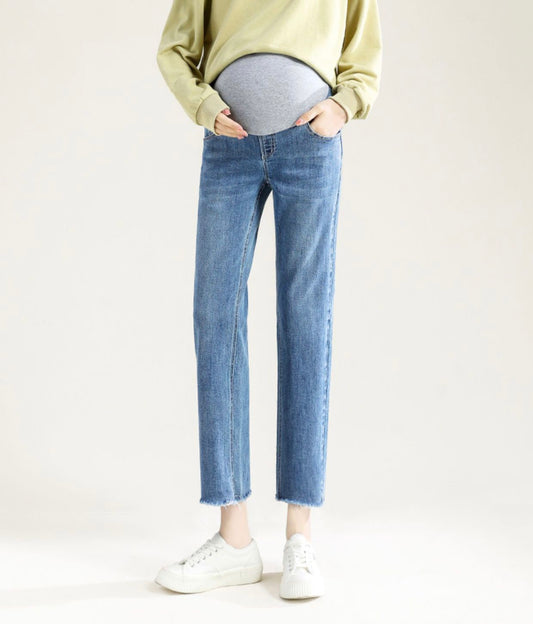 Straight Leg Denim with Raw Cut