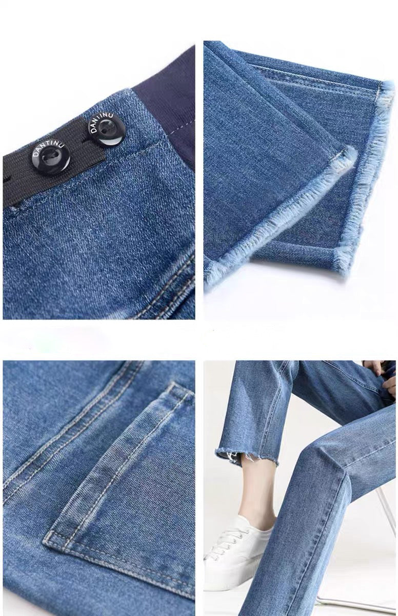 Straight Leg Denim with Raw Cut
