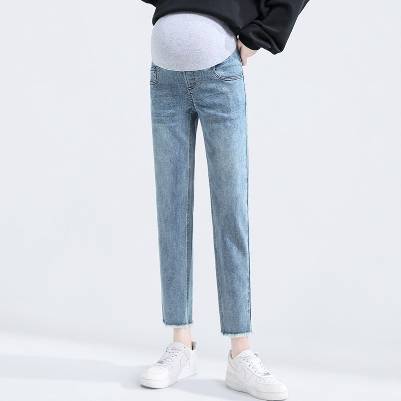 Straight Leg Denim with Raw Cut