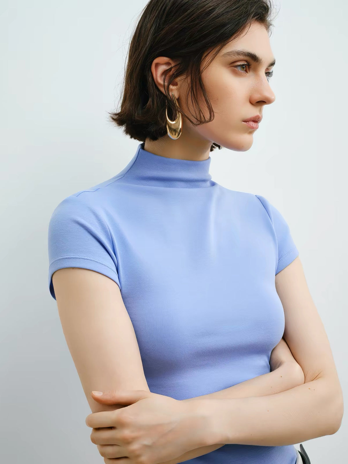 Tessa Modal Mock-Neck Top Light Blue
