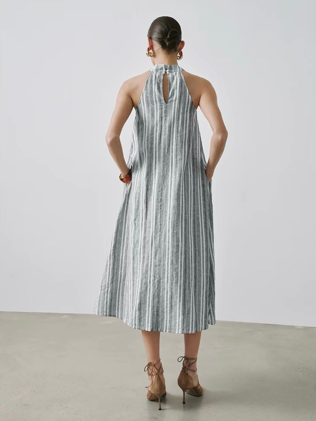 Solene Cross-Neck Linen Maxi Dress