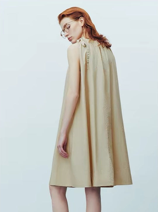 Alina Gathered-Neck Cotton Dress