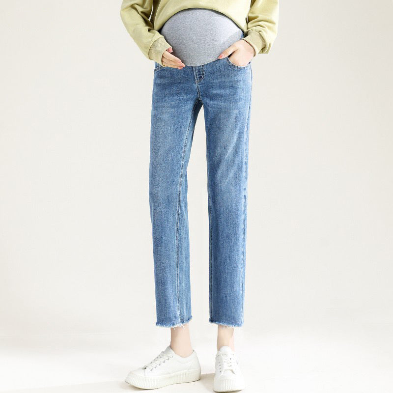 Straight Leg Denim with Raw Cut