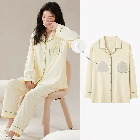 Maternity & Nursing Collared Pajamas Set