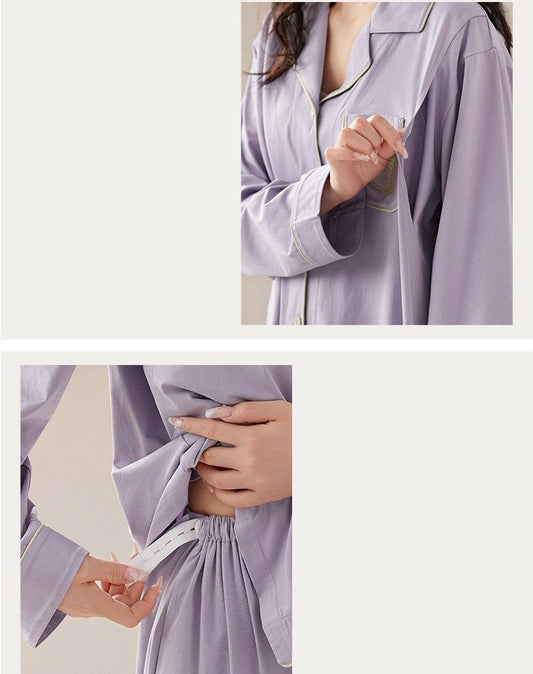 Maternity & Nursing Collared Pajamas Set