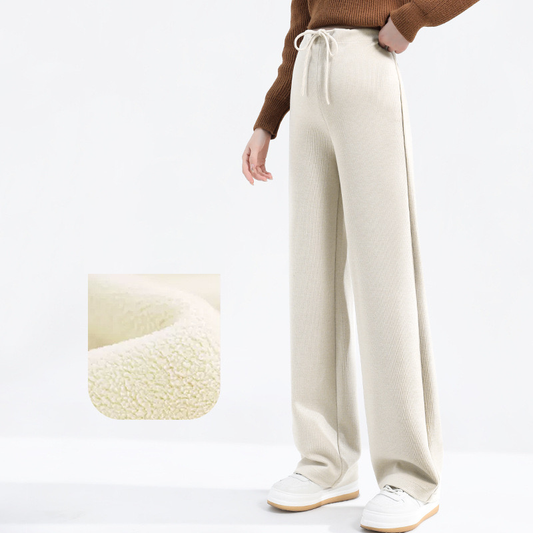 Velvet-Lined Maternity Palazzo Pants Off White