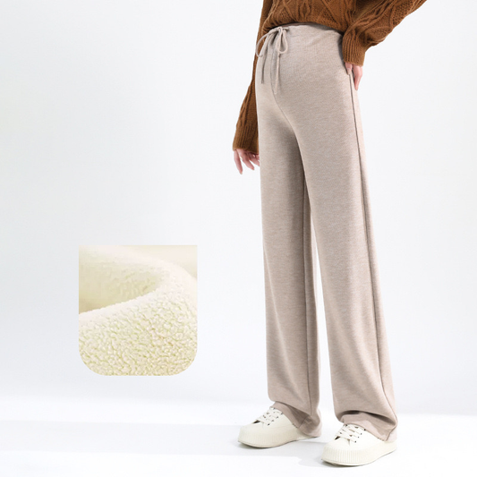 Velvet-Lined Maternity Palazzo Pants Oatmeal