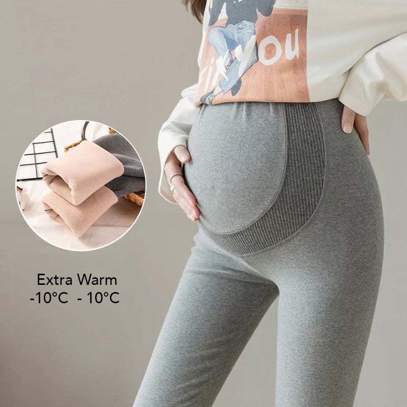 Thick Fleece-Lined Maternity Tapered Ankle Leggings
