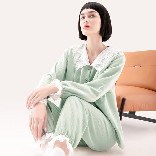 Bean Green Maternity Nursing Pajamas Set