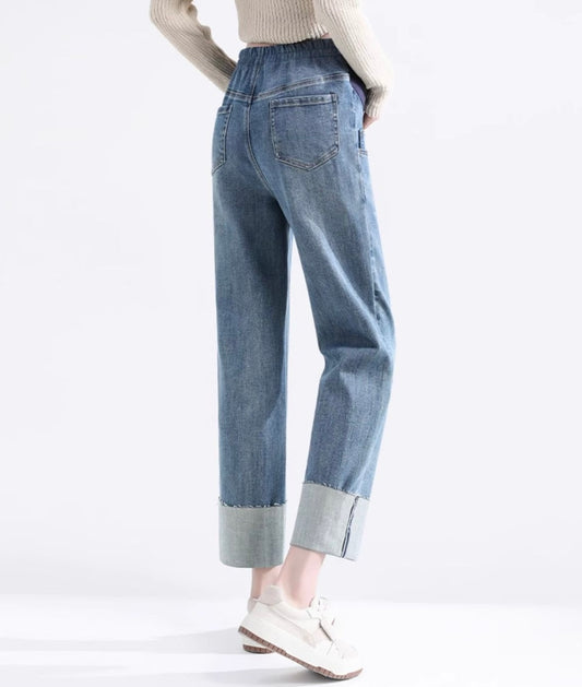 Light Blue Cropped Maternity Jeans