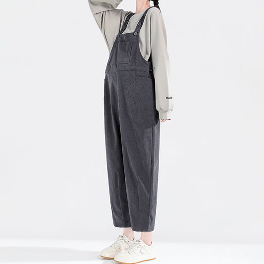 Petite Maternity Corduroy Overalls Dark Grey
