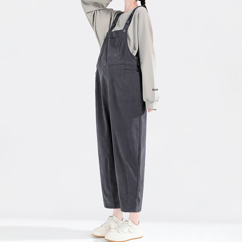 Petite Maternity Corduroy Overalls Dark Grey