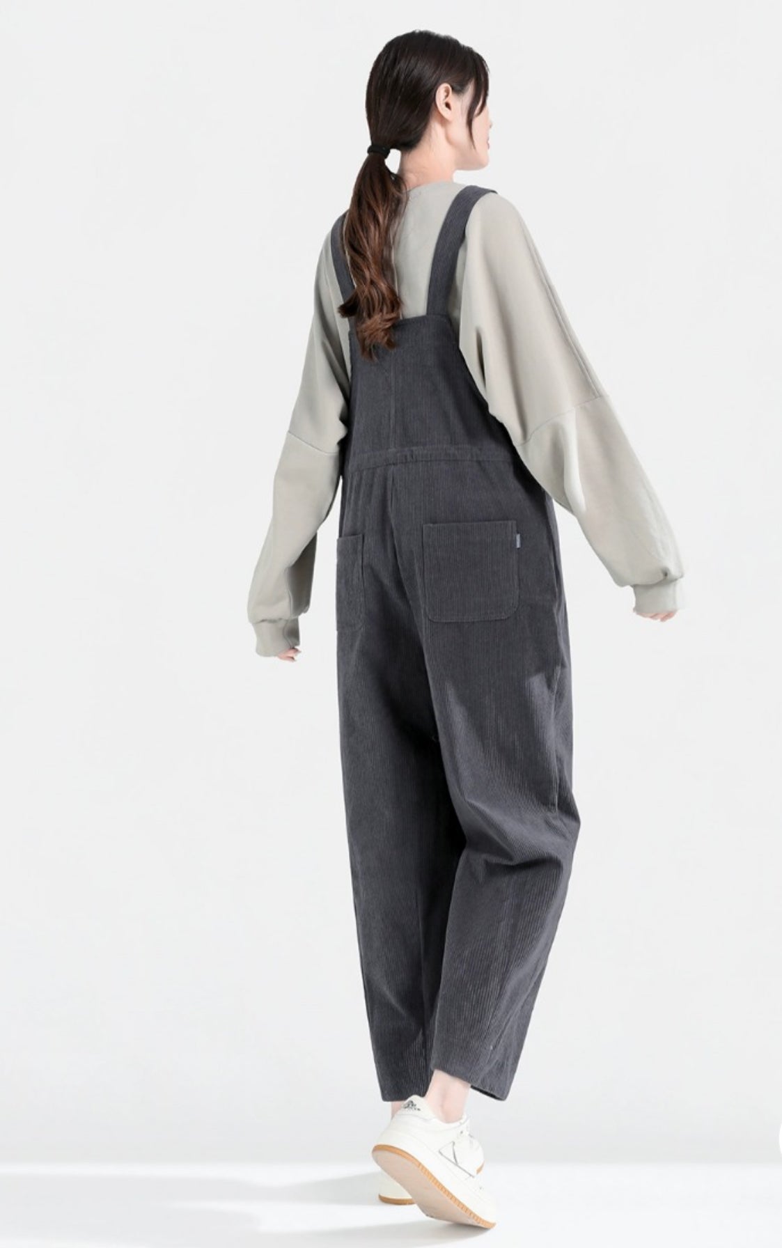 Petite Maternity Corduroy Overalls Dark Grey