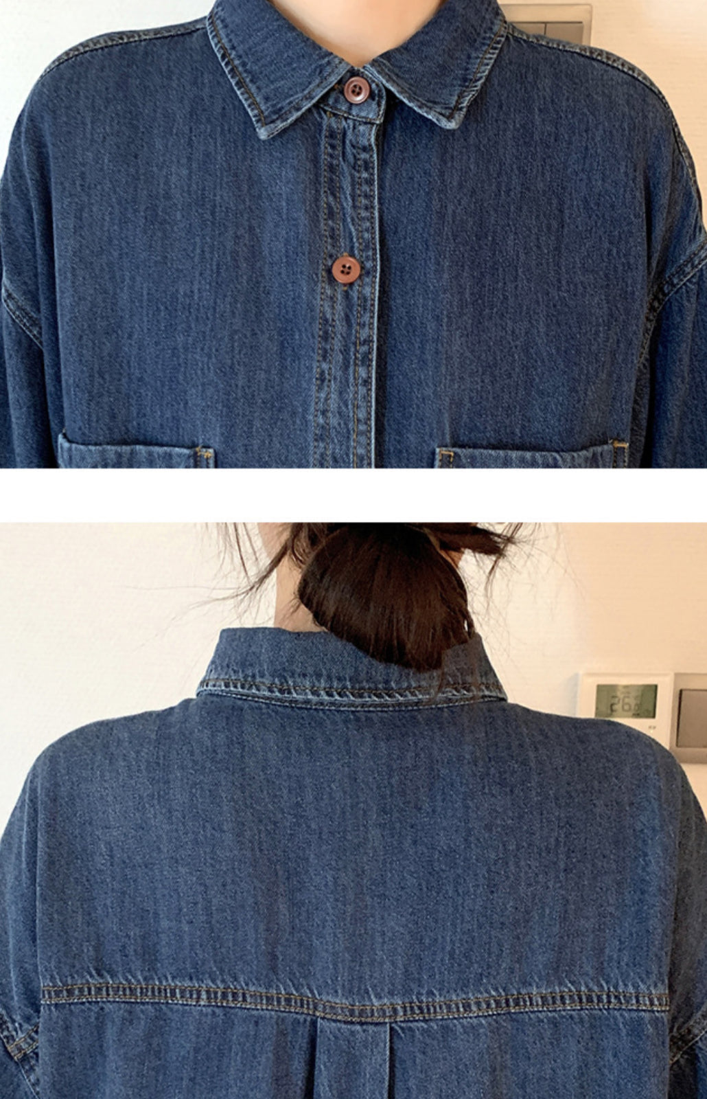 Loose-Fit Button Down Maternity Denim Dress