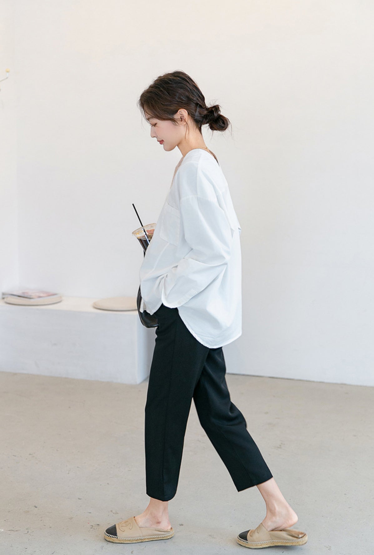 V-Neck Cotton Maternity Blouse