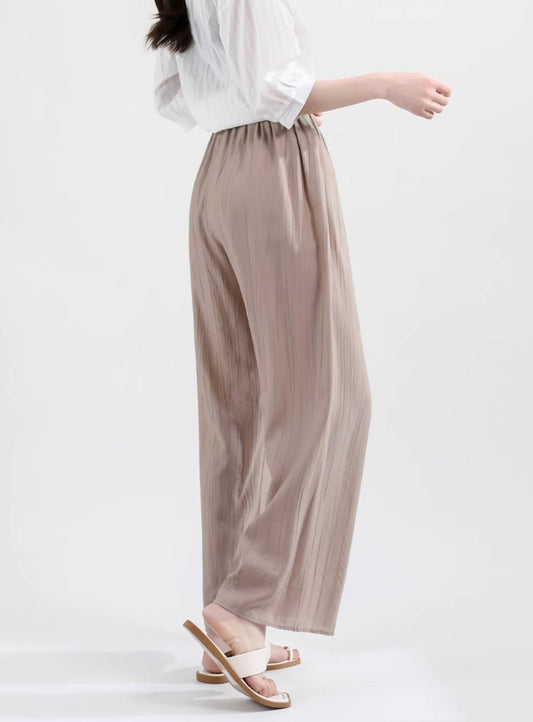 Wide Leg Ice Silk Pants Light Coffee