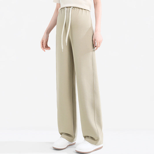 Spring-Fall Relaxed Maternity Wide-Leg Pants Grey Beige