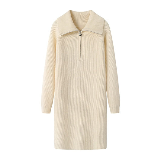 Elegant Ivory Maternity Sweater Dress