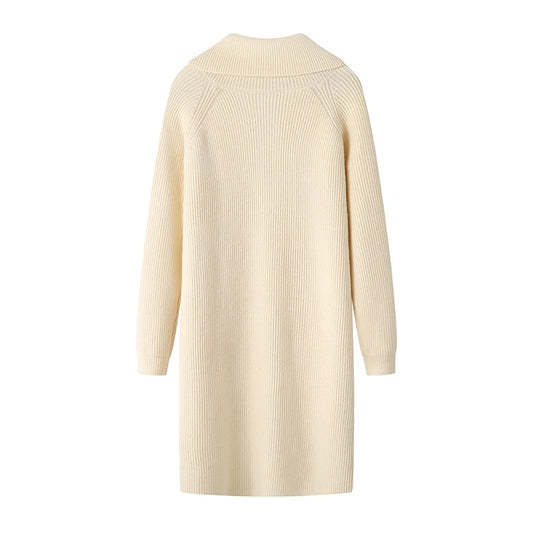 Elegant Ivory Maternity Sweater Dress