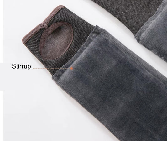 Thick Fleece-Lined Maternity Stirrup Tights