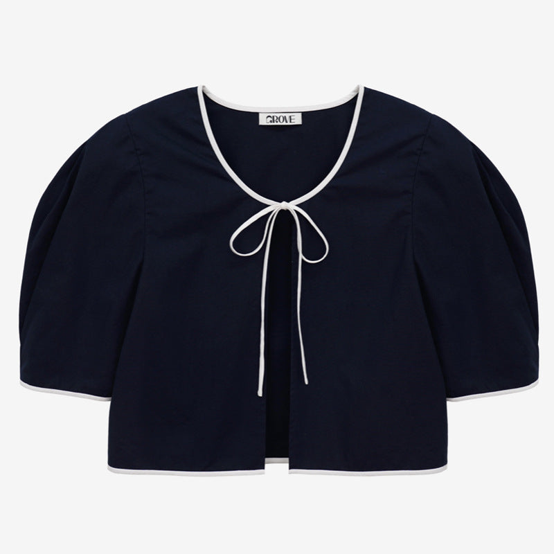 GROVE 22Contrasting-trim Cotton Top