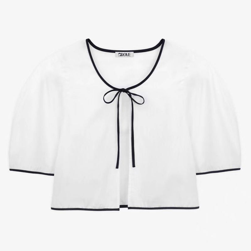 GROVE 22Contrasting-trim Cotton Top