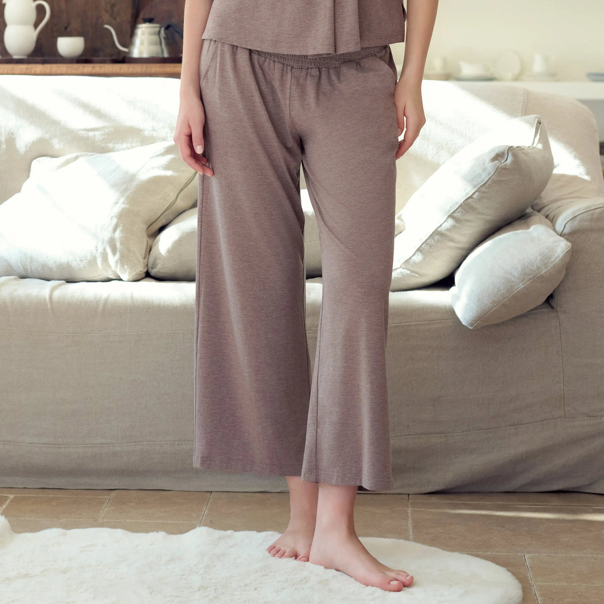 Bamboo Cotton Jersey Nest Bump Maternity Pants Elderberry