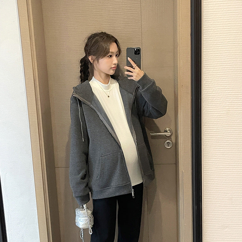 Zip-Up Maternity Hoodie Jacket