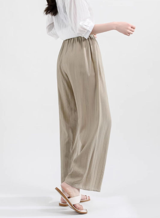 Wide Leg Ice Silk Pants Khaki