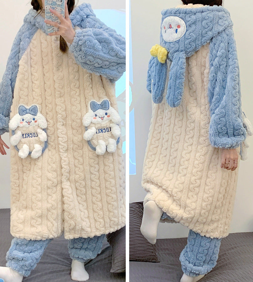 Cinnamoroll White Fleece Fluffy Fuzzy Warm Pyjama Set