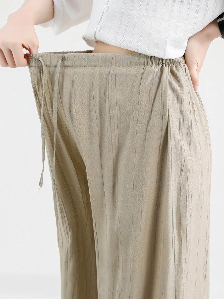 Wide Leg Ice Silk Pants Khaki