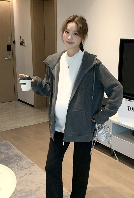 Zip-Up Maternity Hoodie Jacket