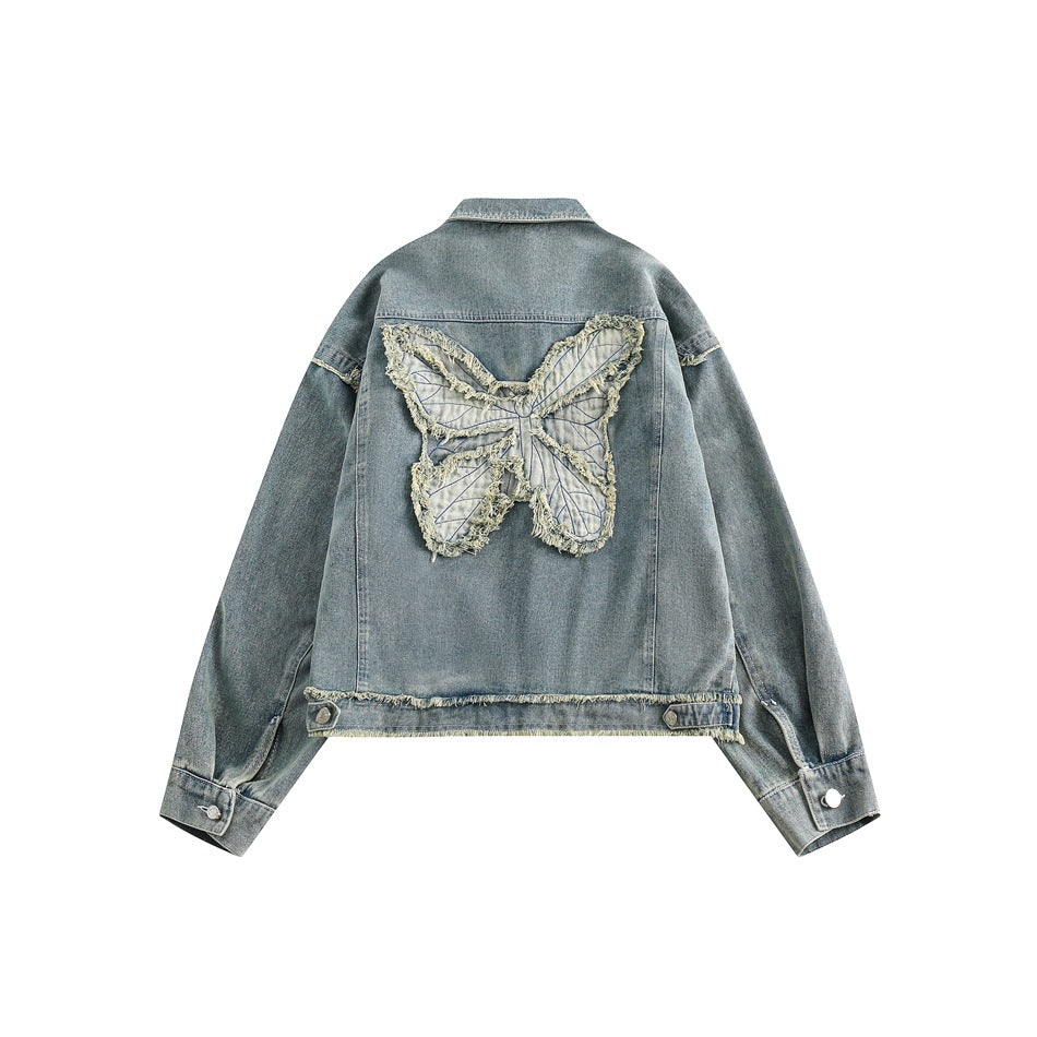 Butterfly Embroidered Denim Jacket