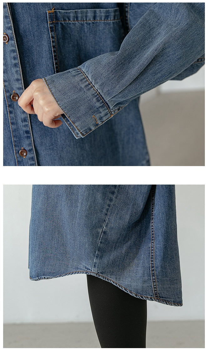 Casual Loose-Fit Maternity Denim Shirt