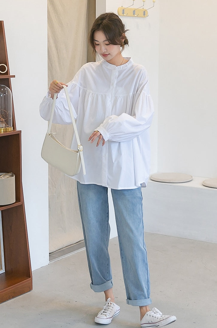 Casual Chic Maternity Blouse with Button Front