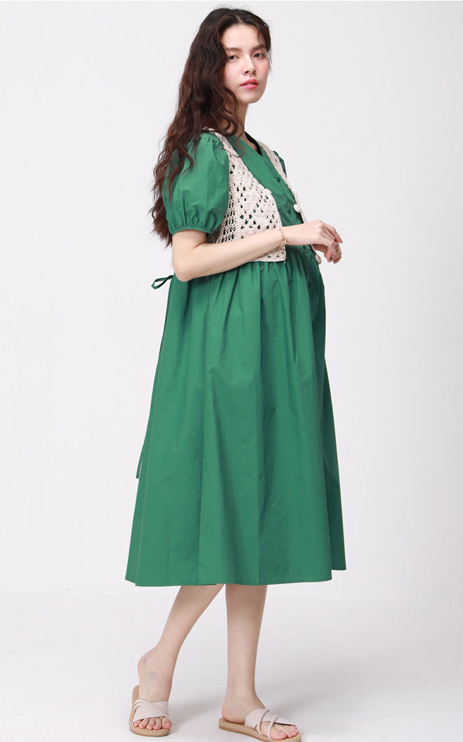 Summer Loose Puff Sleeve Midi Dress