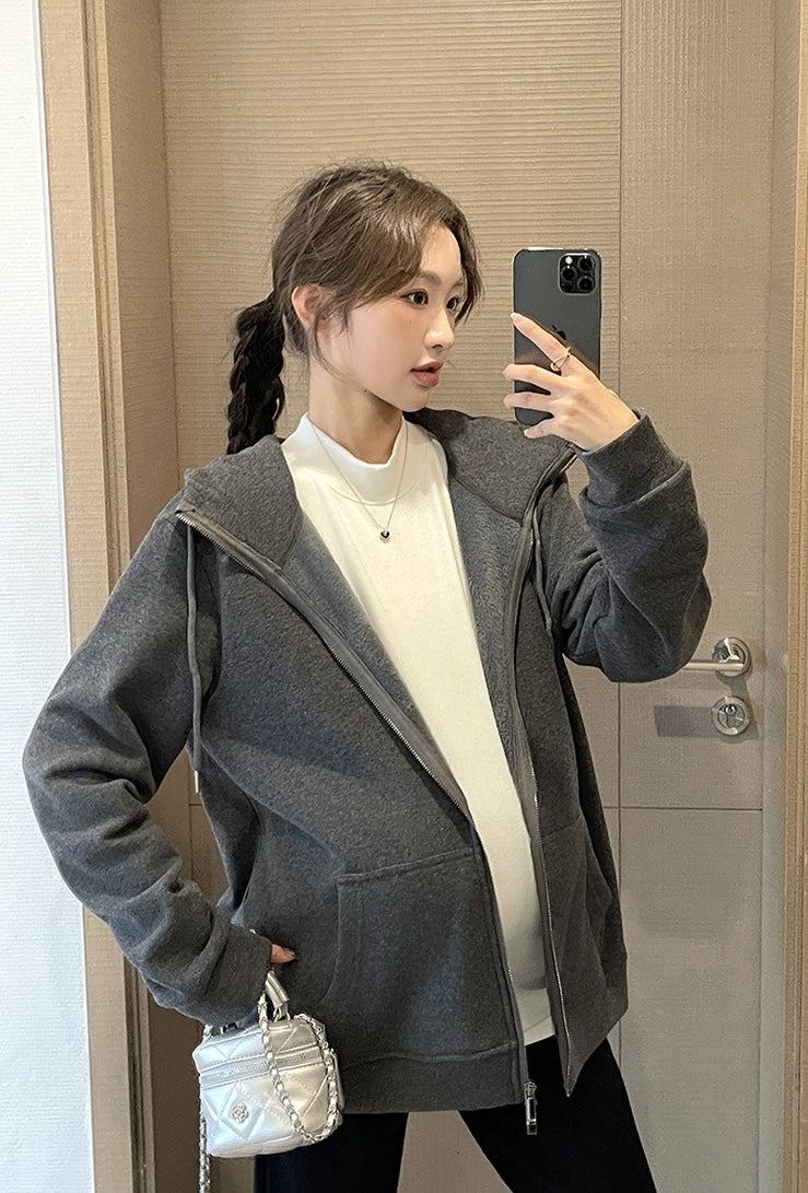 Zip-Up Maternity Hoodie Jacket