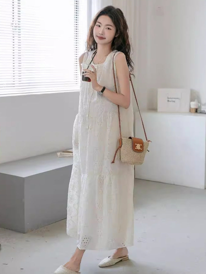 Summer Lace Sleeveless Maternity Dress