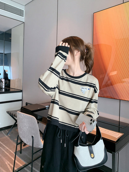 ADER EOFFOR Khaki Striped Long Sleeve T-Shirt