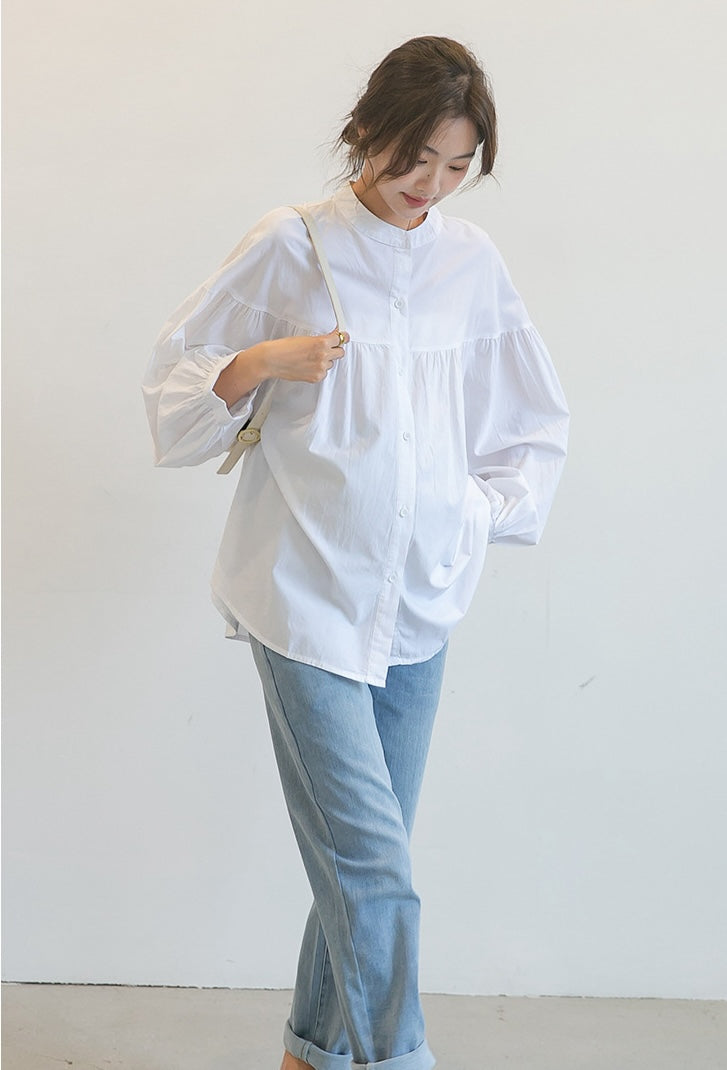 Casual Chic Maternity Blouse with Button Front