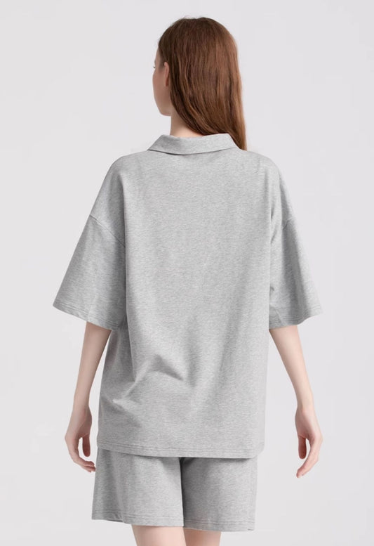 Casual Maternity Short Sleeve Two-Piece Grey