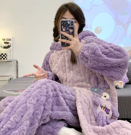 StellaLou Fleece Fluffy Fuzzy Warm Pyjama Set