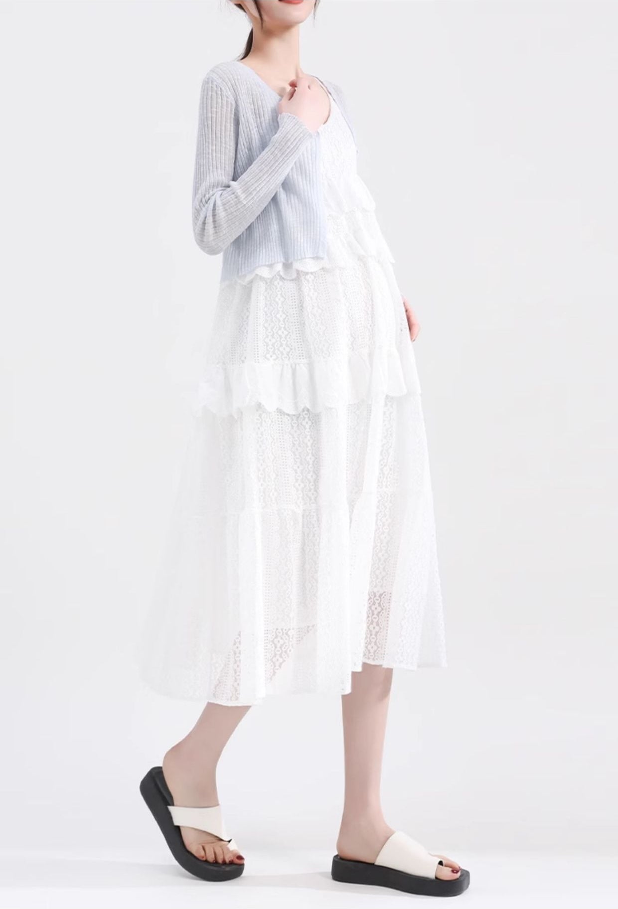 Lace V-Neck Two-Piece Lace Dress Set