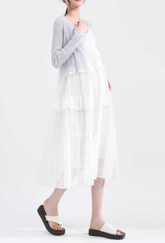 Lace V-Neck Two-Piece Lace Dress Set