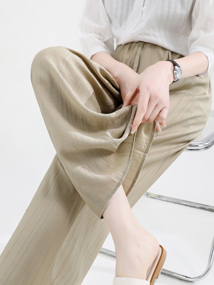 Wide Leg Ice Silk Pants Khaki