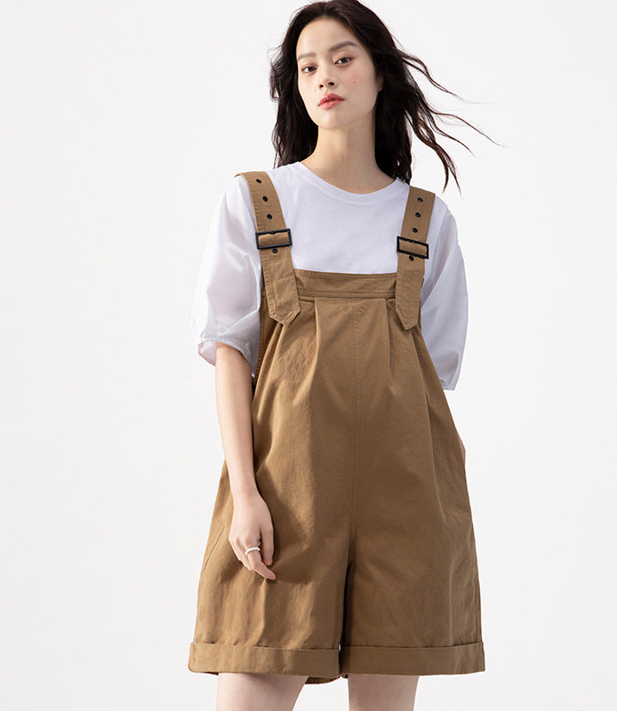 Cotton Loose Wide Leg Short Overall Romper