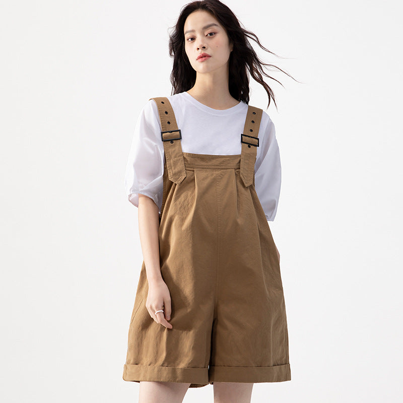 Cotton Loose Wide Leg Short Overall Romper